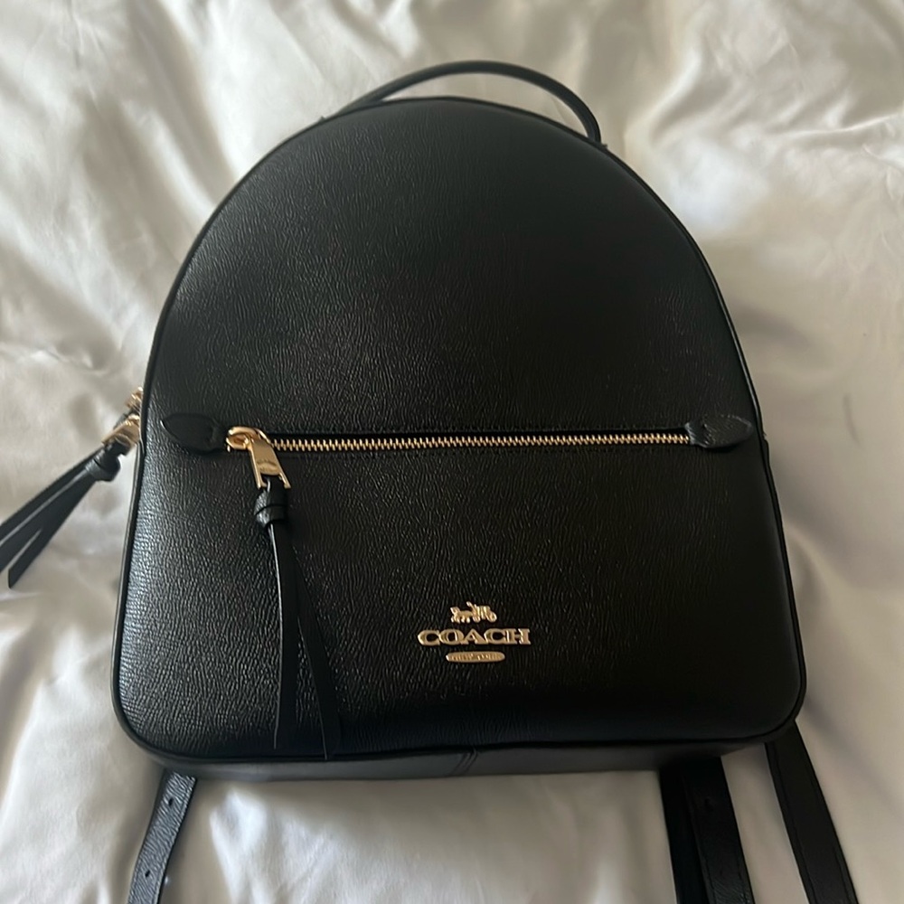 Black saffino leather Coach backpack